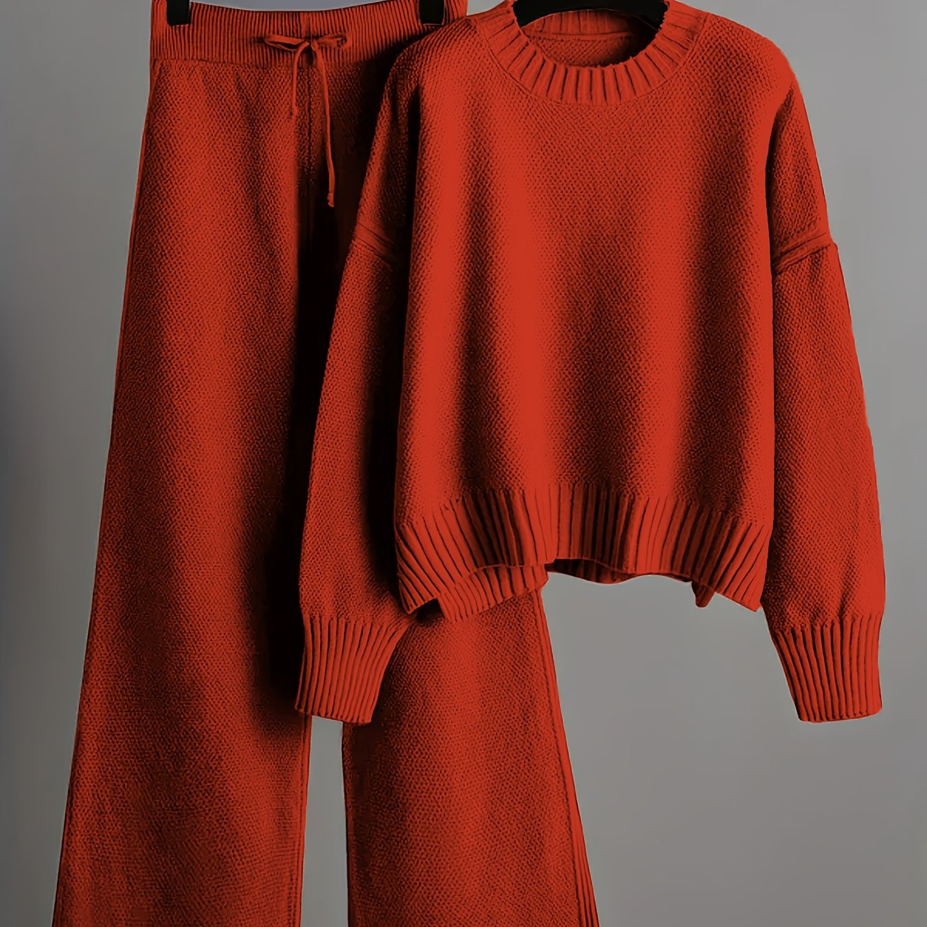 Elegant Seed Stitch Sweater Sæt - Drop Shoulder
