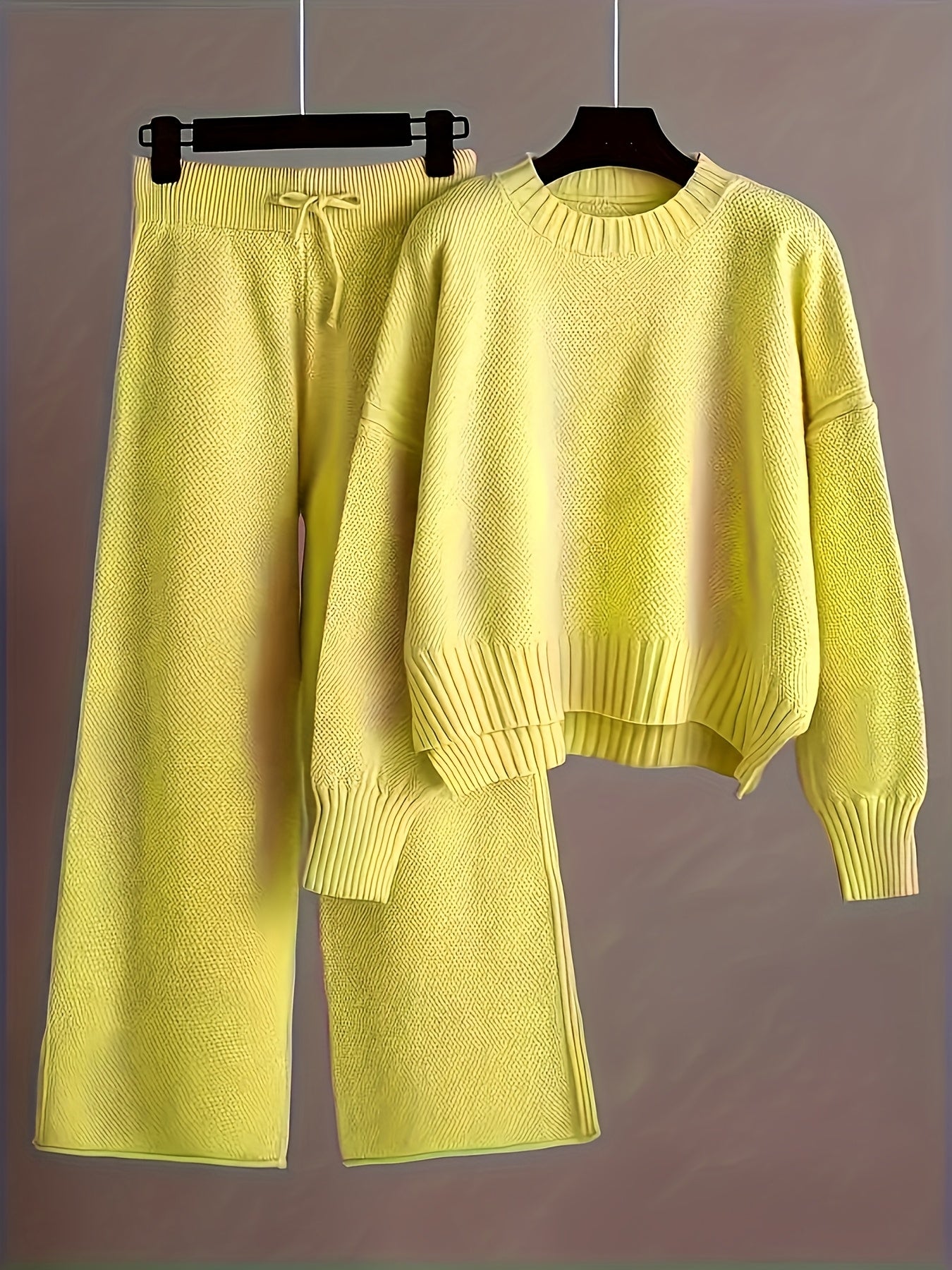Elegant Seed Stitch Sweater Sæt - Drop Shoulder