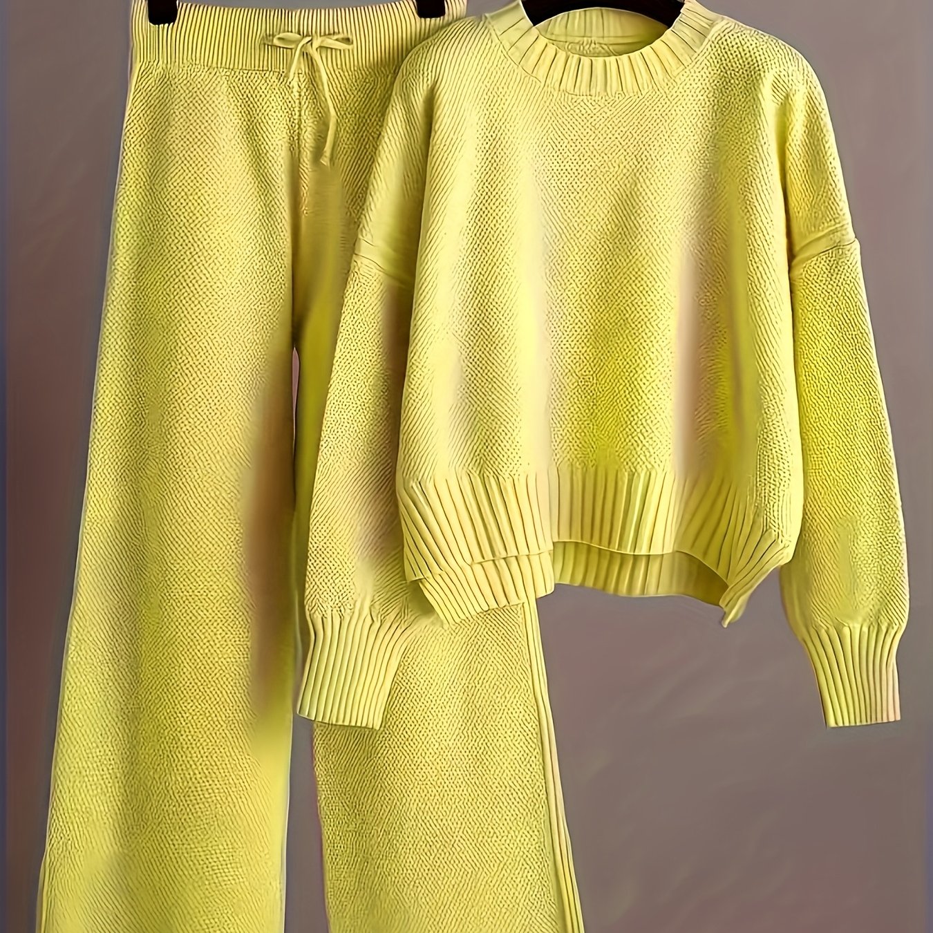 Elegant Seed Stitch Sweater Sæt - Drop Shoulder