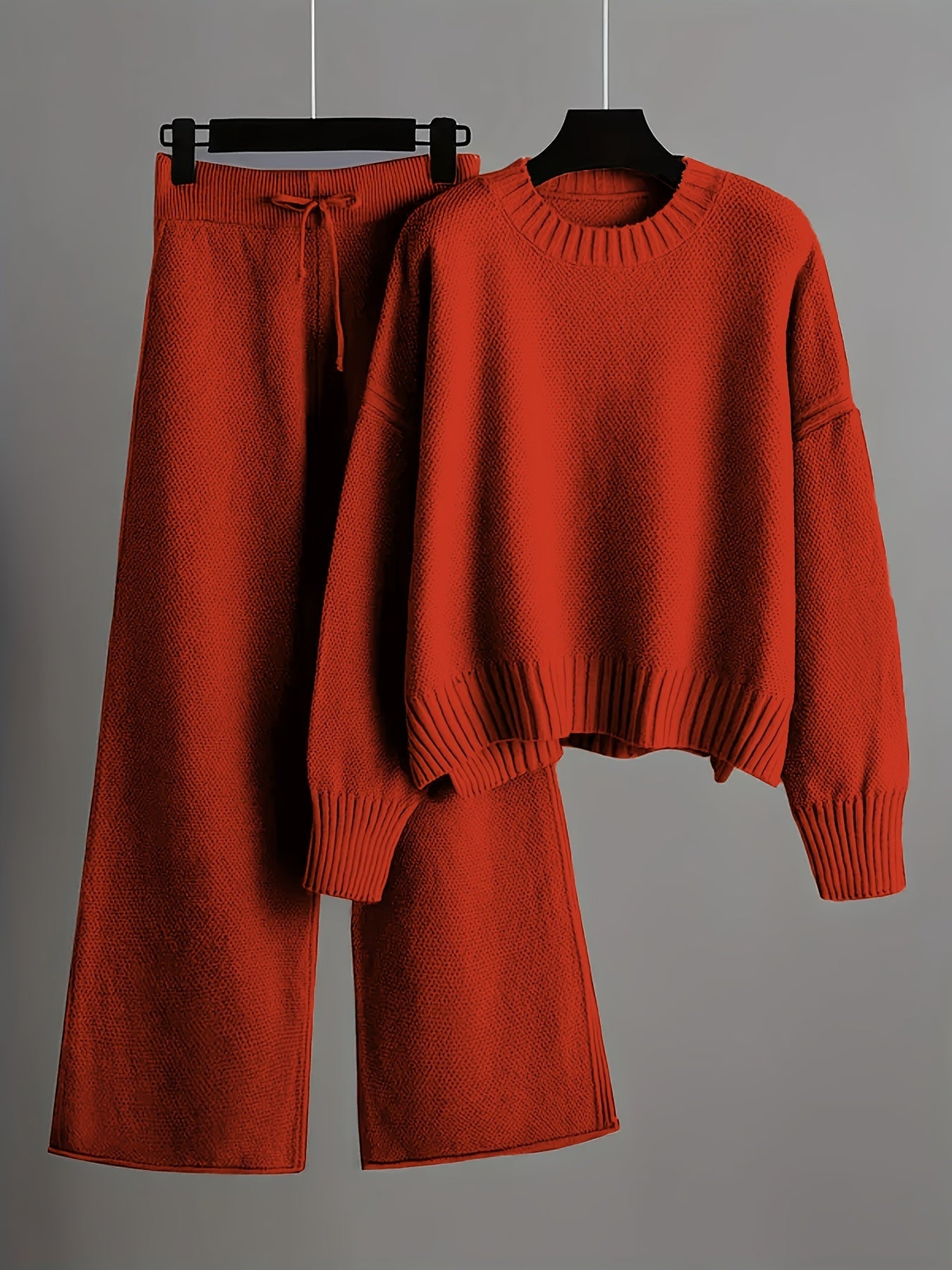 Elegant Seed Stitch Sweater Sæt - Drop Shoulder