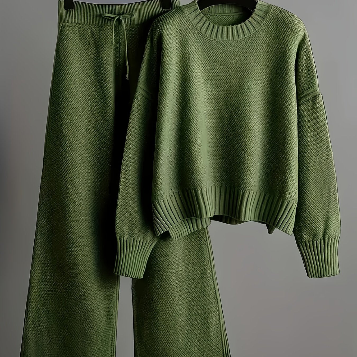 Elegant Seed Stitch Sweater Sæt - Drop Shoulder