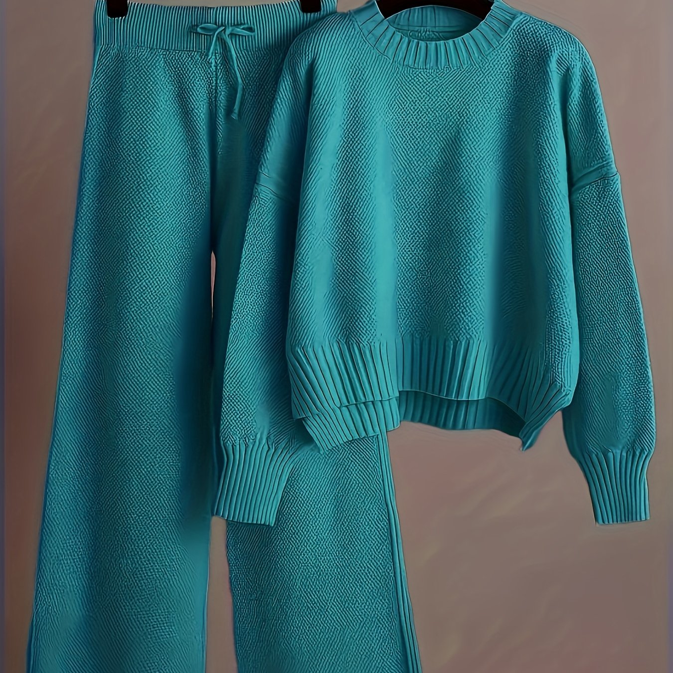 Elegant Seed Stitch Sweater Sæt - Drop Shoulder