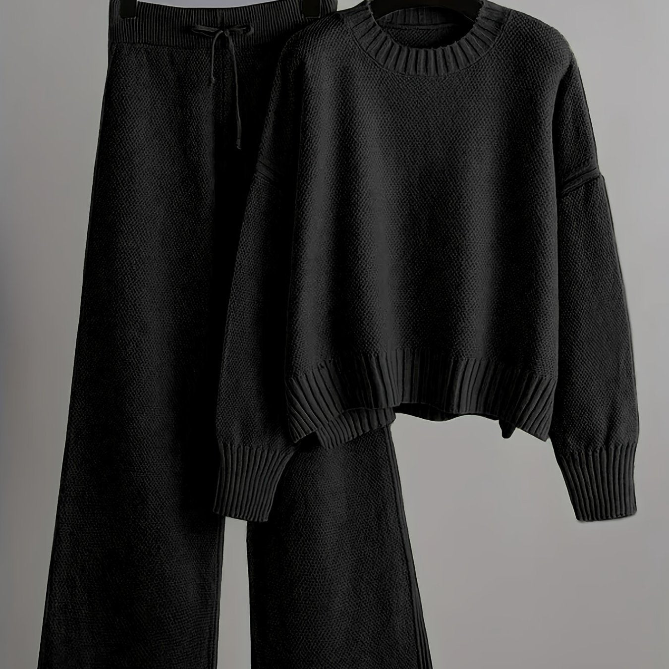 Elegant Seed Stitch Sweater Sæt - Drop Shoulder