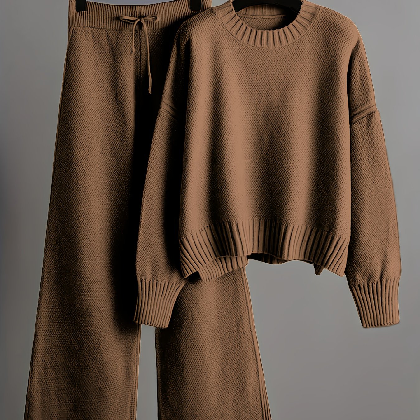 Elegant Seed Stitch Sweater Sæt - Drop Shoulder