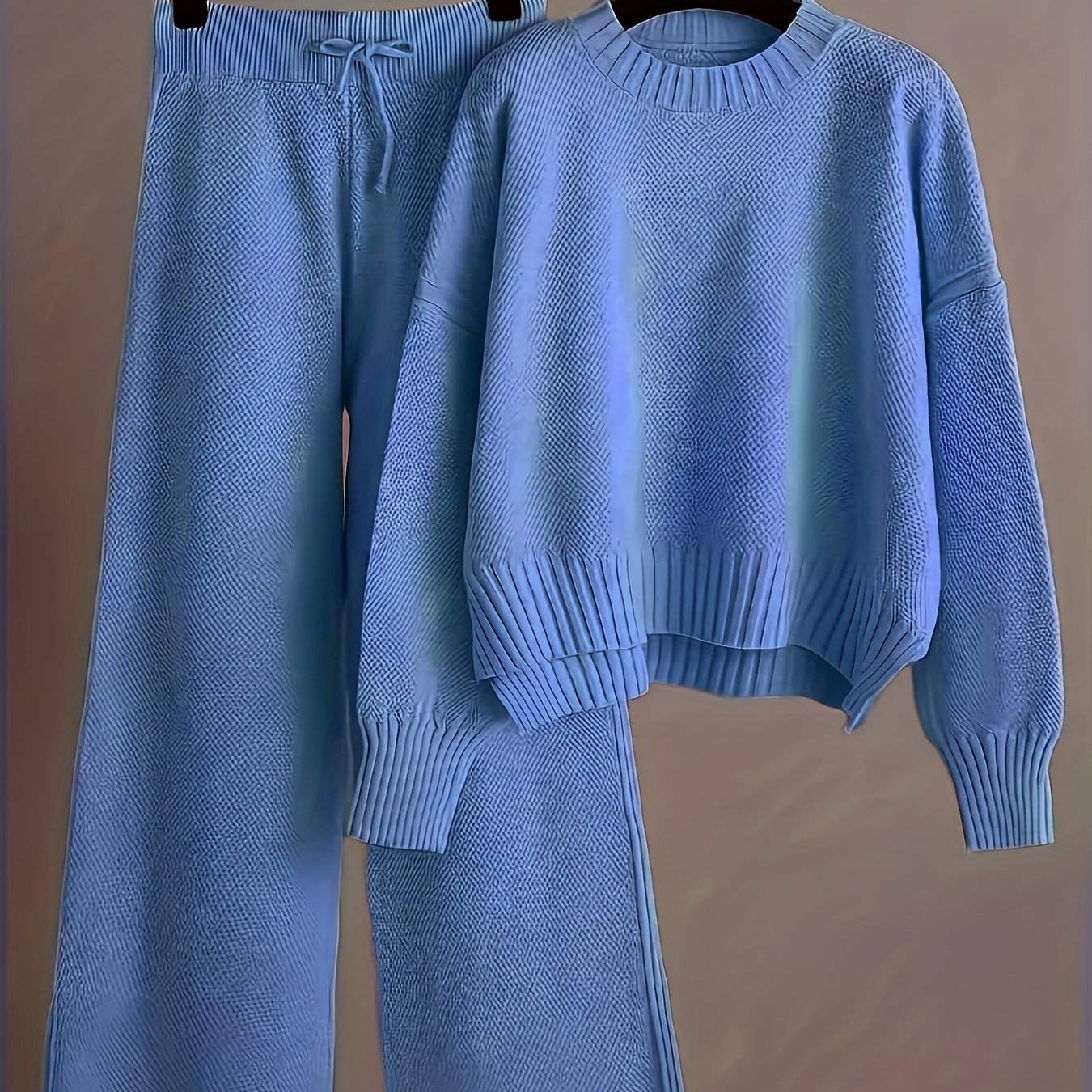 Elegant Seed Stitch Sweater Sæt - Drop Shoulder