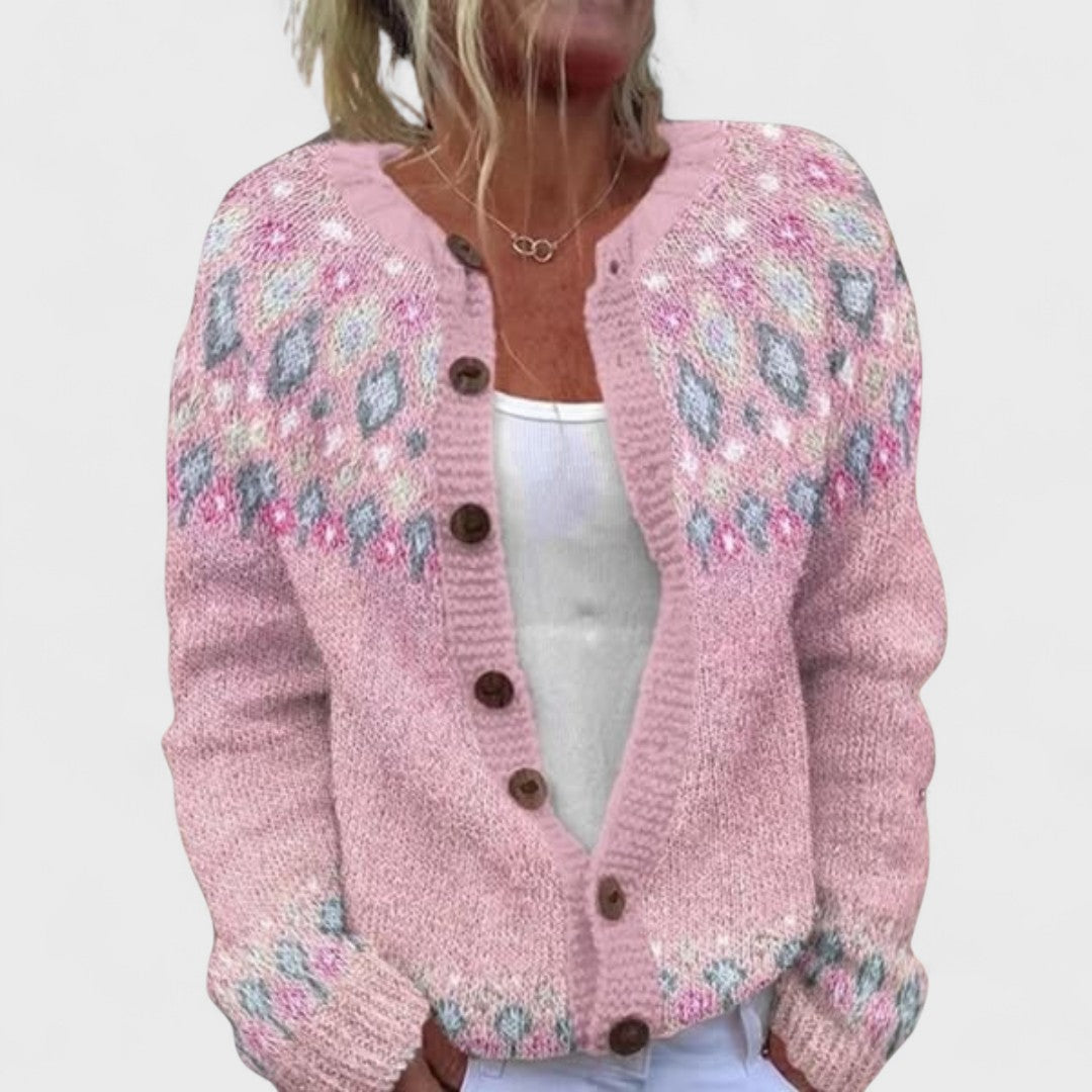 Lianne Rosa Petalo – Chic strikket cardigan med rummelig pasform