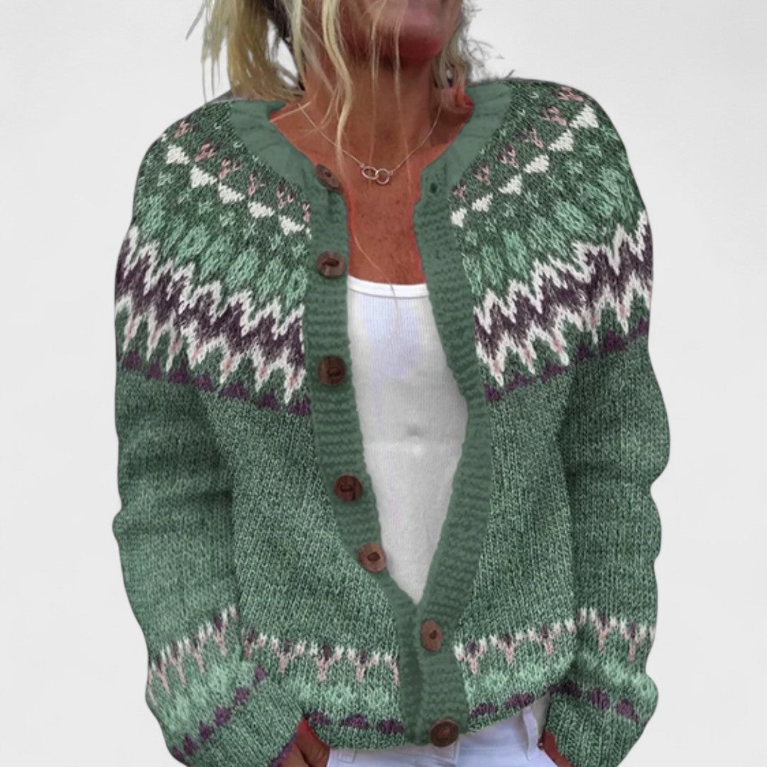 Lianne Verde Bosco – Chic oversized strikket cardigan