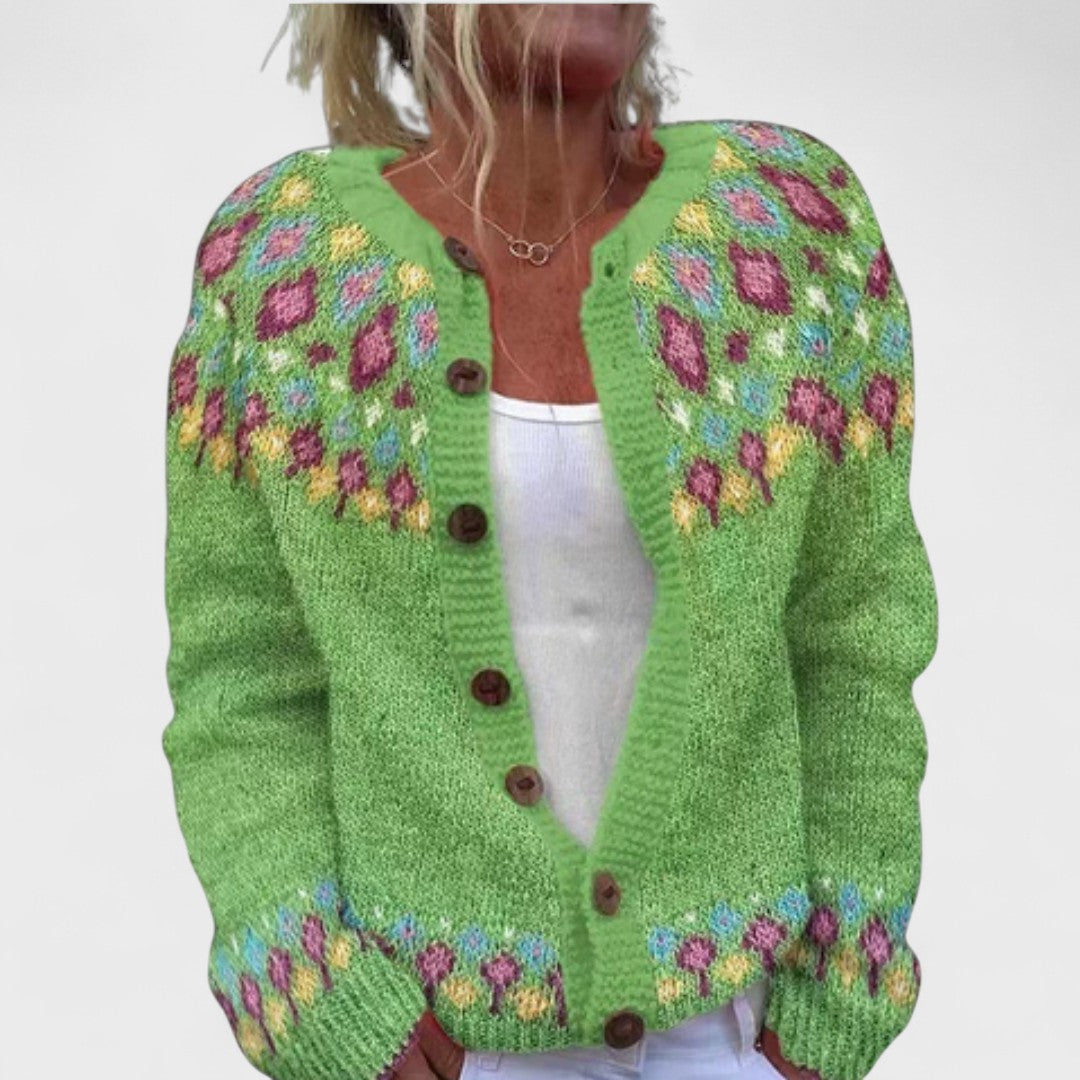 Lianne Azzurro Pulver – Chic strikket cardigan med en løs pasform