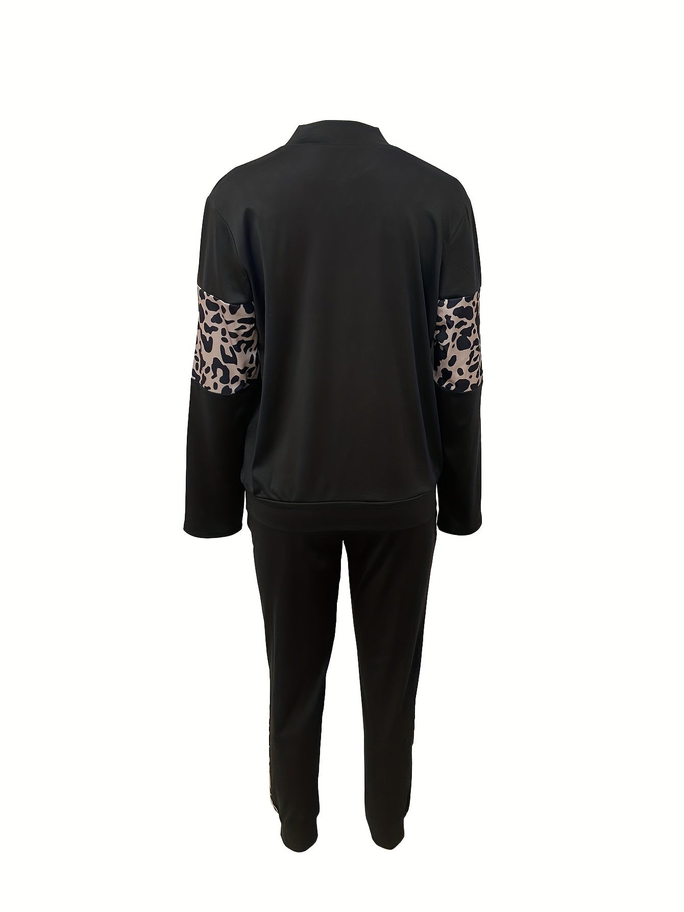 Løveprint Patchwork To-delt Sæt - Trendy Langærmet Top & Bukser