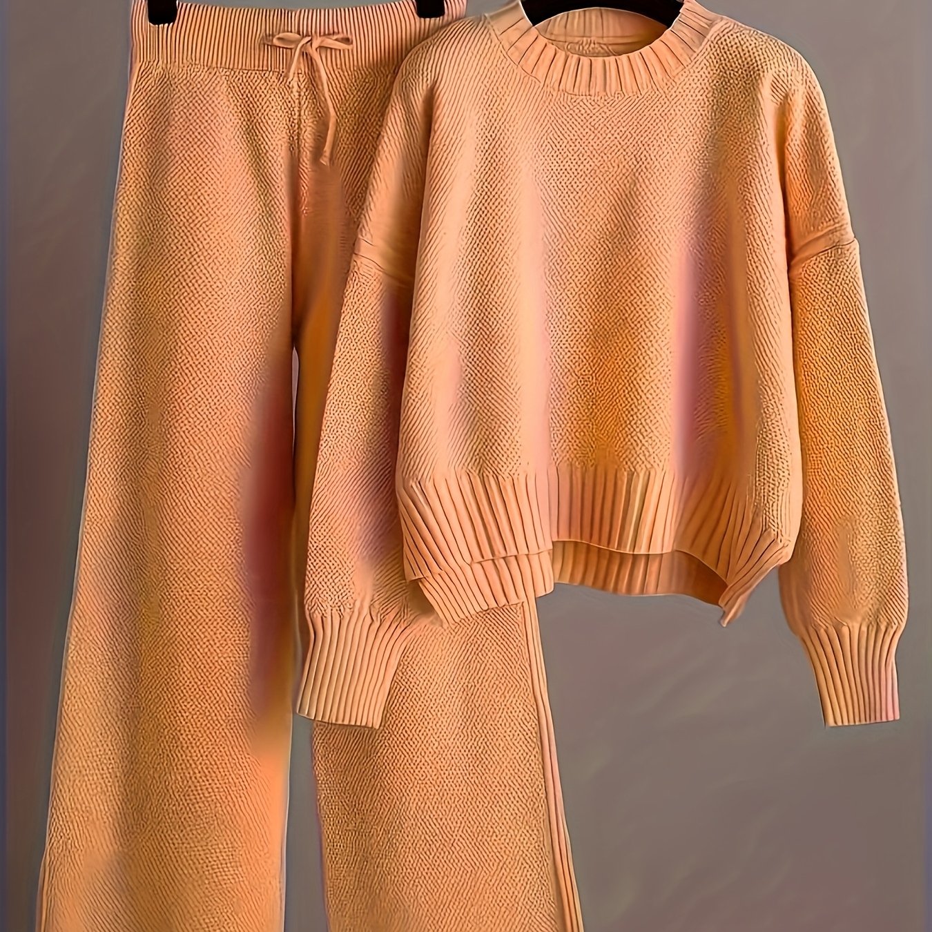 Elegant Seed Stitch Sweater Sæt - Drop Shoulder