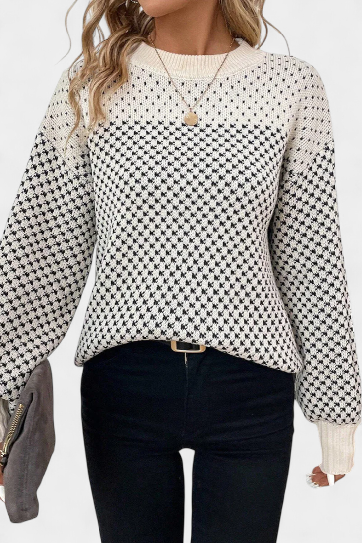 Rachael | Rund Hals Sweater i Farveblokke