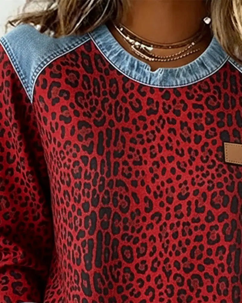 Sandra | Leopard Print Denim Sweater