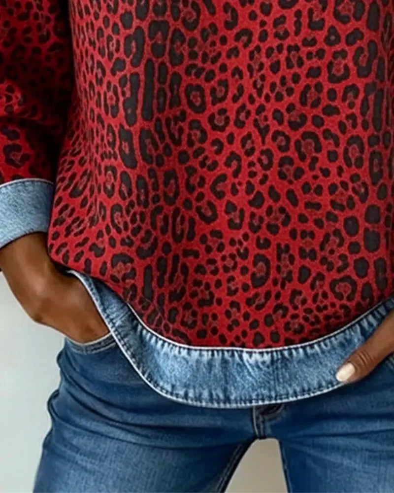Sandra | Leopard Print Denim Sweater