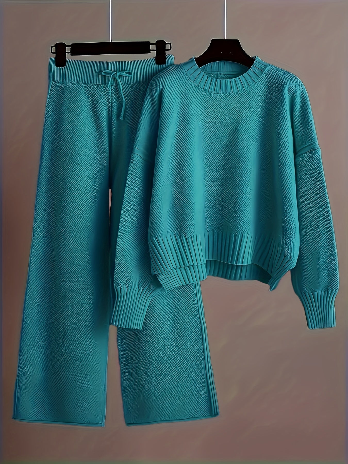 Elegant Seed Stitch Sweater Sæt - Drop Shoulder