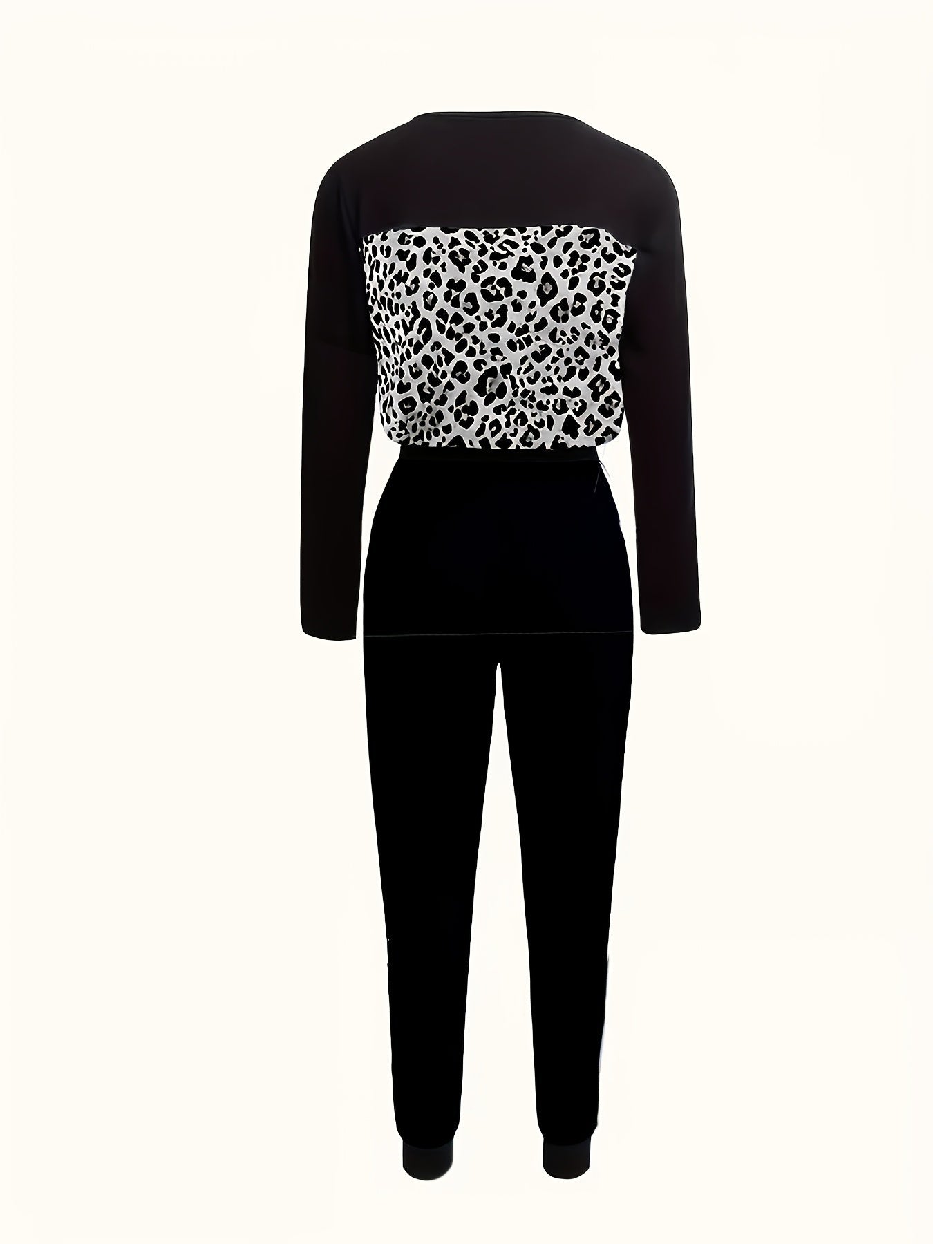 Casual Leopardprint Sæt - T-Shirt med Lange Ærmer og Bukser | Alle Sæsoner
