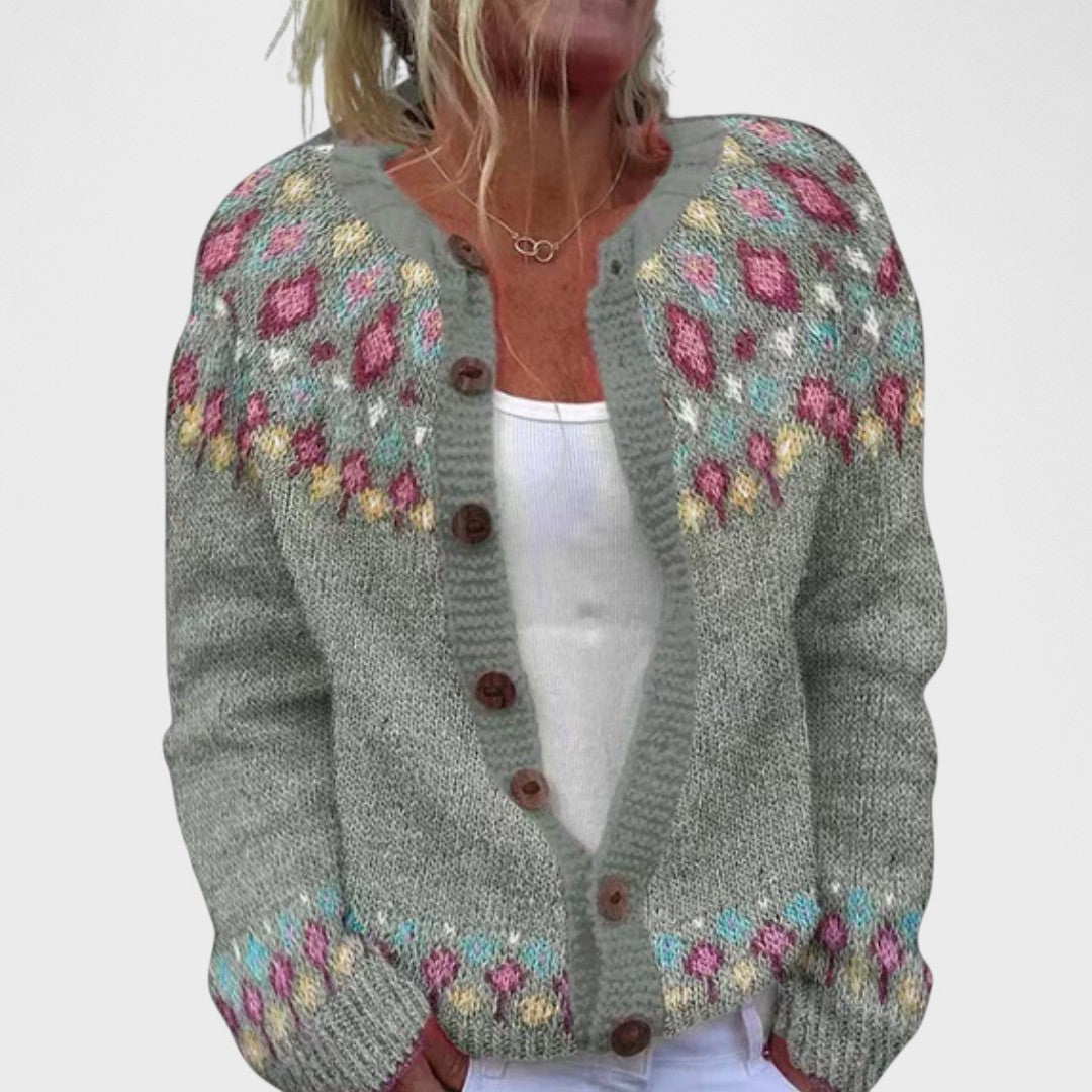 Lianne Azzurro Pulver – Chic strikket cardigan med en løs pasform