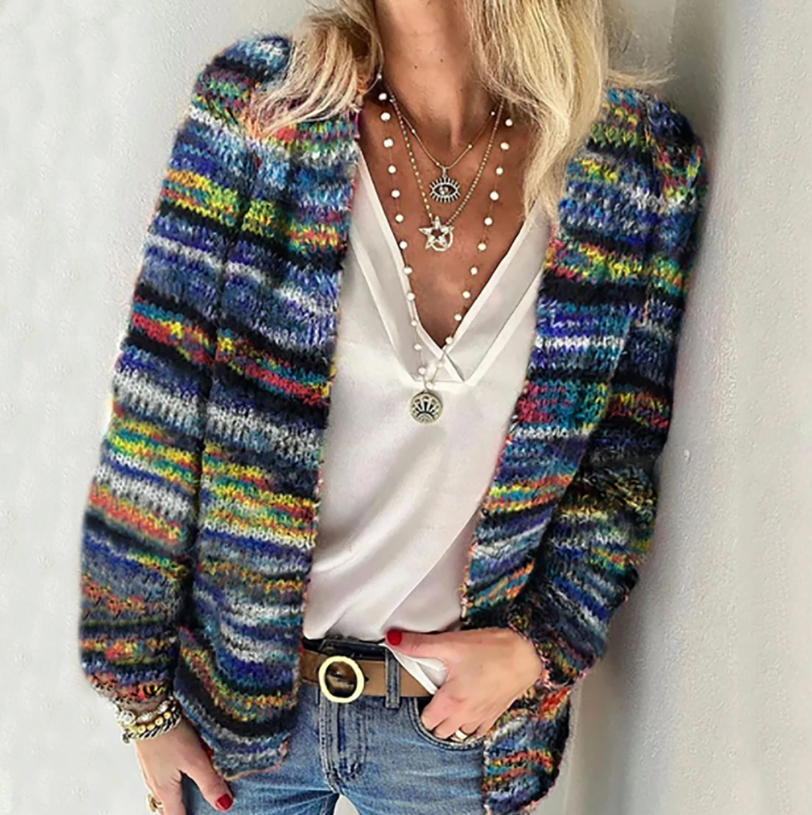 Camila | Multifarvet Knuffelcardigan