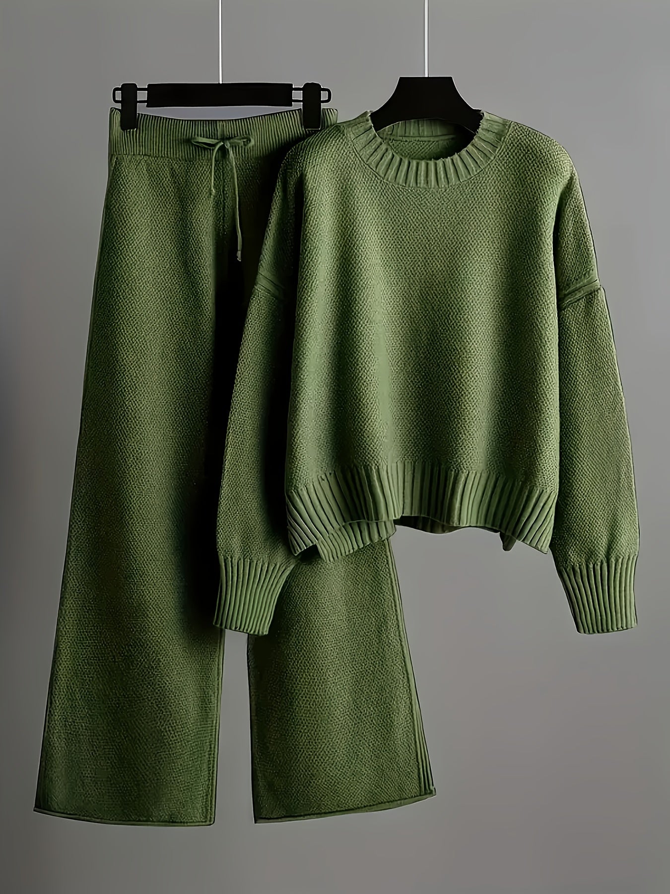 Elegant Seed Stitch Sweater Sæt - Drop Shoulder