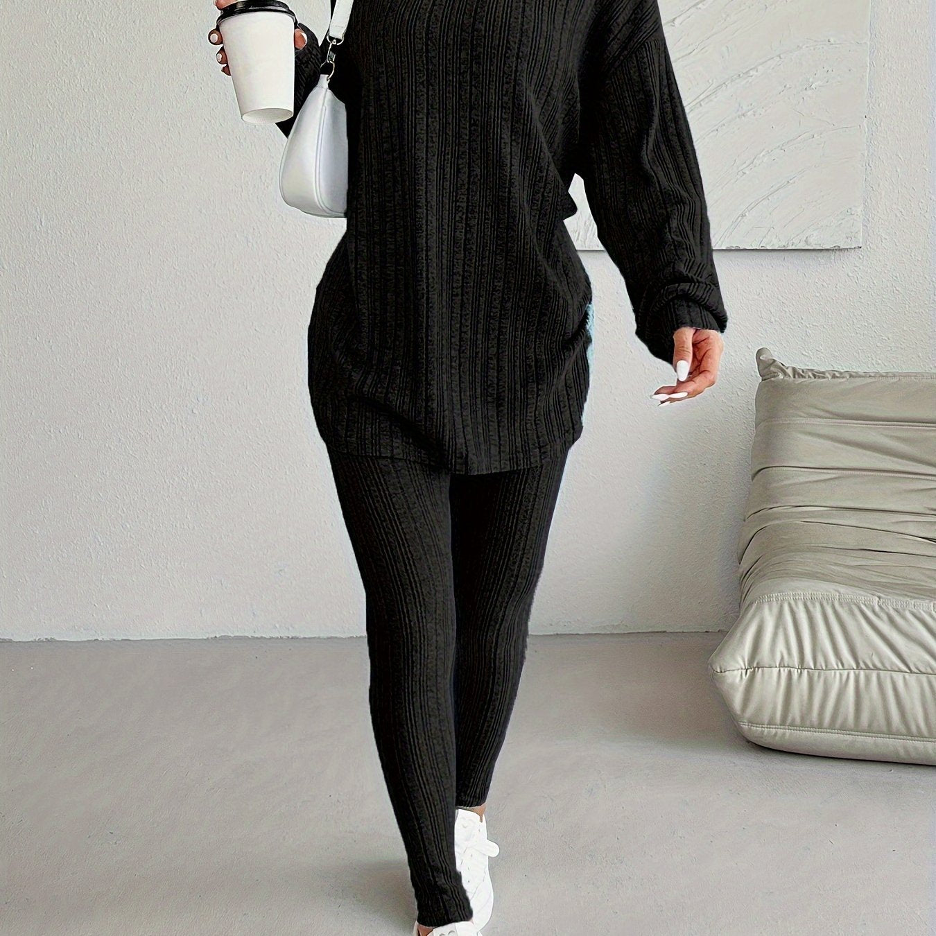 Enefarvet To-delt Casual Sæt - Alsidigt Dame Suit i Ensfarvet