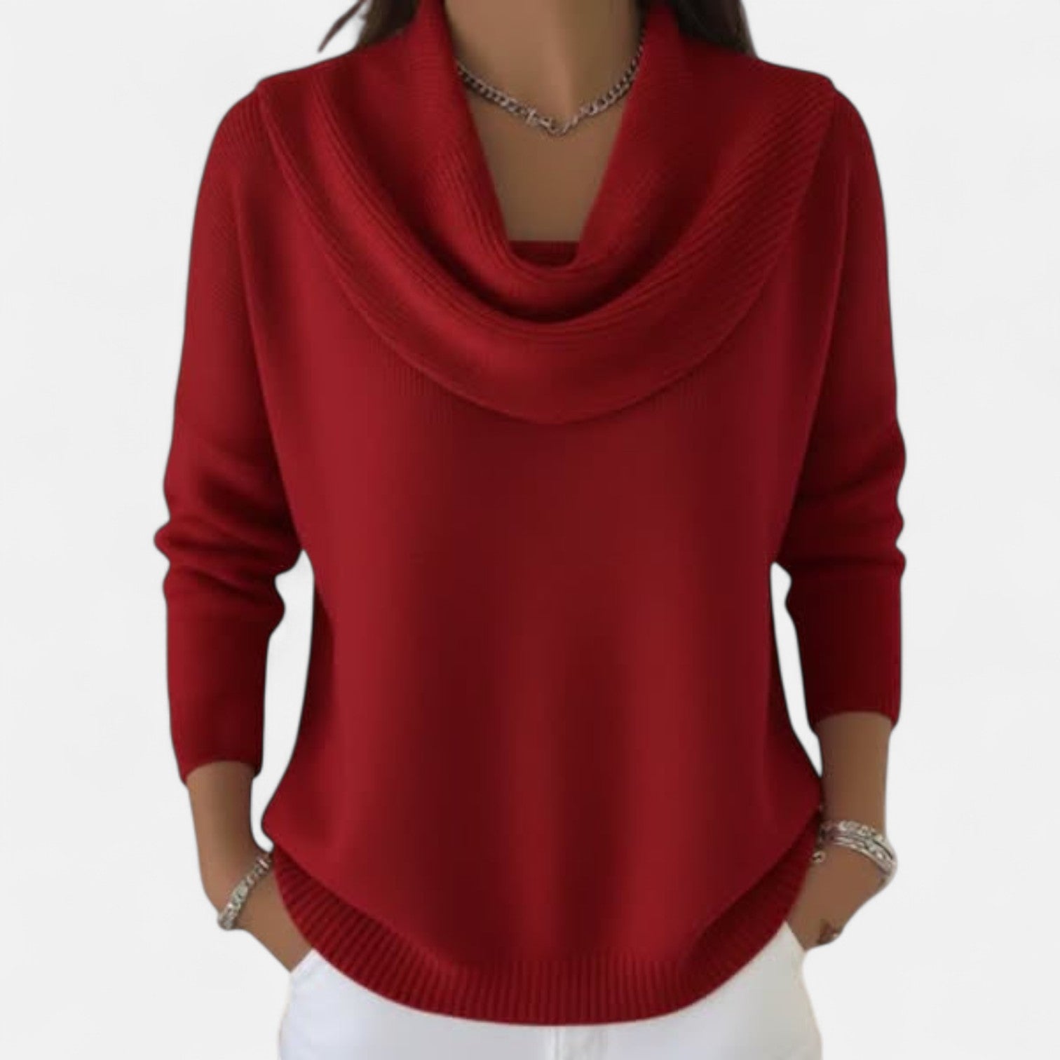 Elliza | Sweater med draperet krave