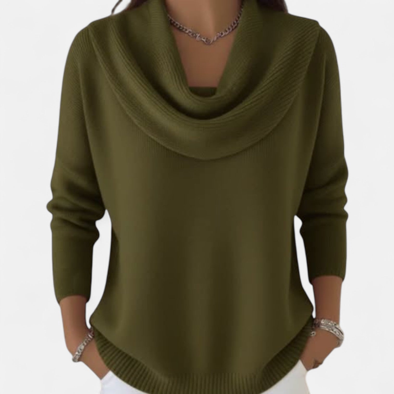 Elliza | Sweater med draperet krave