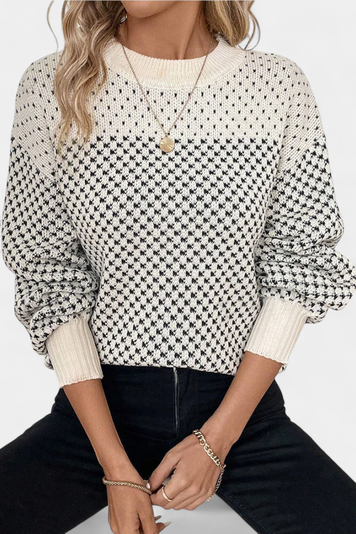 Rachael | Rund Hals Sweater i Farveblokke